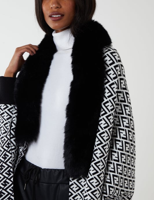 Faux Fur Lined Monogram Poncho