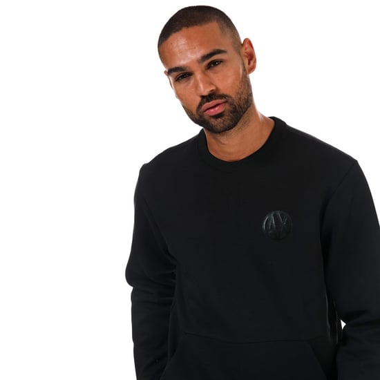 Men's Armani Exchange Placed Print Colourblock Sweatshirt in Black
