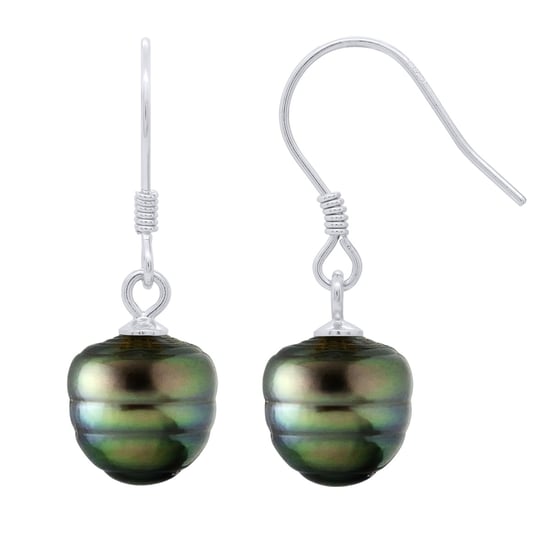 Ohrringe aus Silber 925 und echten Tahiti-Zuchtperlen, eingekreist 9-10 mm - Image 1