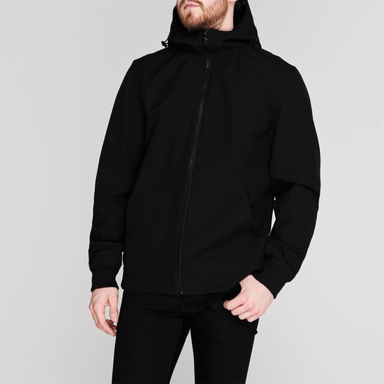 Fabric Men Softshell Jacket Long Sleeves Full Zip Elasticated Wrist Cuffs Top