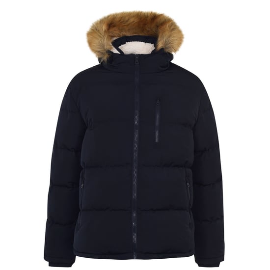 Soulcal Mens 2 Zip Bubble Jacket Outerwear Puffer Faux Hooded Casual Winter Top