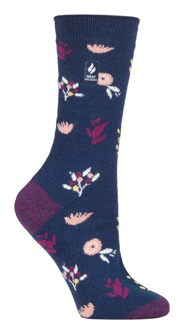 Heat Holders - Ladies Ultra Lite Thermal Brushed Inner Yarn Design Socken - Indigo (Sidari) - Image 1