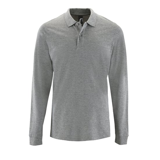 SOLS Mens Perfect Langarm-Pique-Poloshirt (Grau meliert) - Image 1
