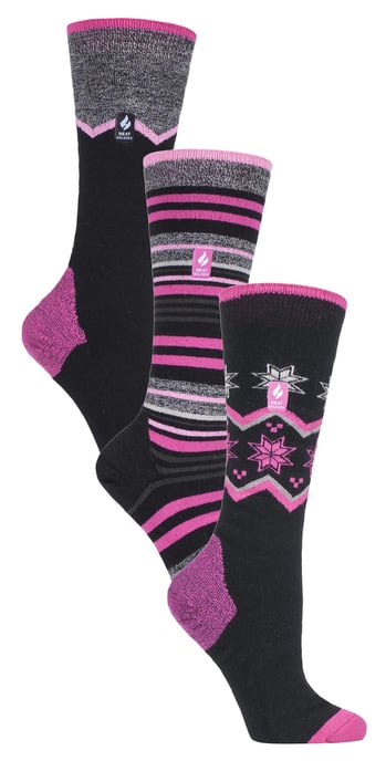 3 Paar Assorted Multipack Ultra Lite Womens Ski Socks | Heat Holders | Womens Funky Retro Knee High Socks - Mix 2 - Image 1