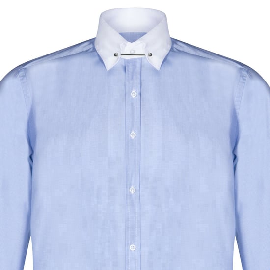 Mens Club Collar Blue Shirt 1920s Peaky Blinders With Bar Poplin Pin Smart