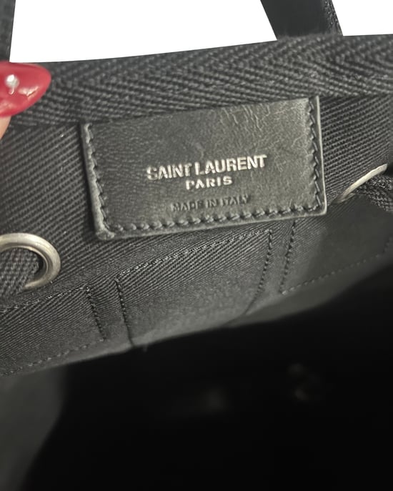 Saint Laurent Rive Gauche Rucksack aus schwarzem Canvas - Image 5