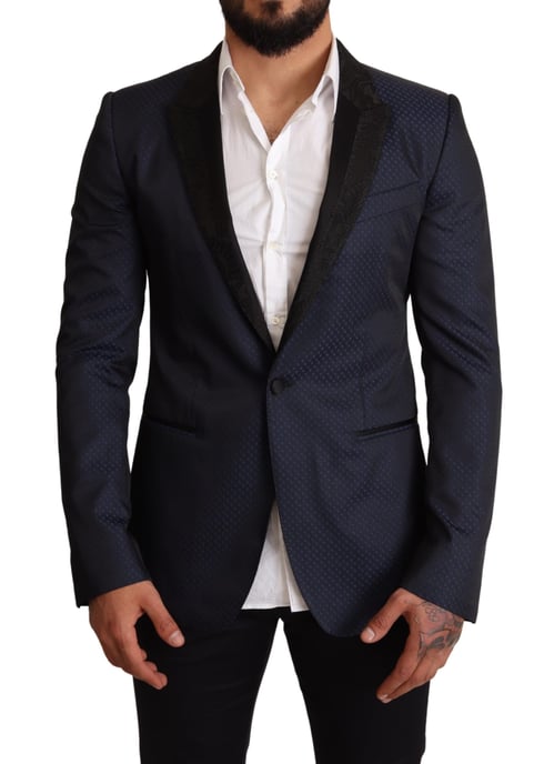 Dolce & Gabbana - Veste blazer MARTINI en laine bleue pour hommes, coupe étroite - Image 1
