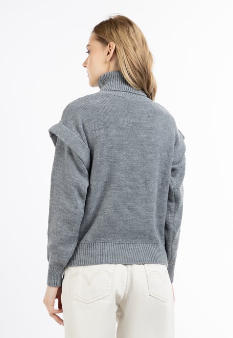 Dreimaster Strickpullover Damen dunkelgrau melange - Image 4