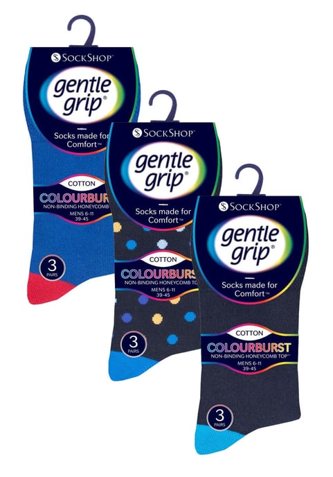 Gentle Grip - 9 Paar nicht elastische Socken aus weicher Baumwolle mit losem Oberteil - Colourburst Mix 1 - Image 2