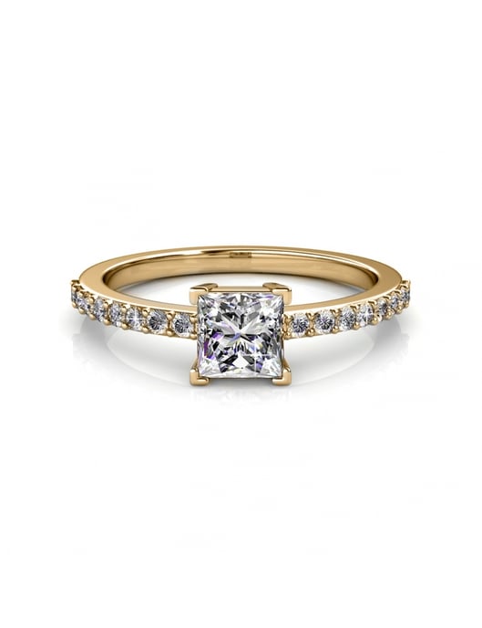 Einfacher quadratischer Ring - Gold und Kristall - Image 3
