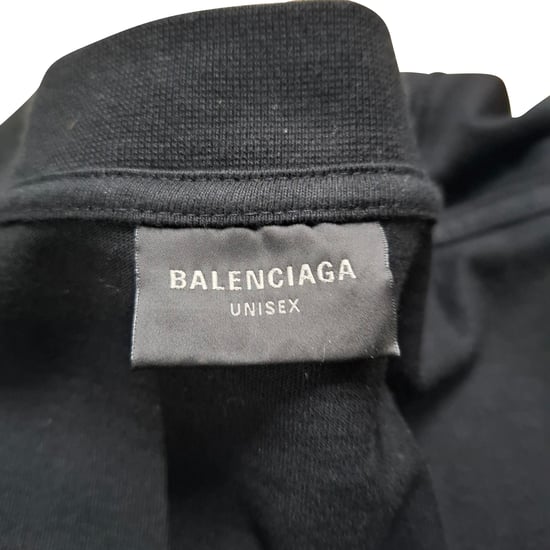 Balenciaga Logo Druck Stehkragen T-Shirt aus schwarzer Baumwolle - Image 5