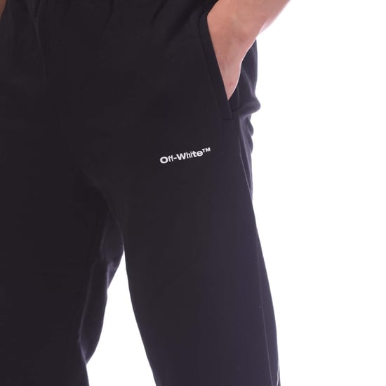 Men's Off White Wave Outline Diagonal Short Sweatpants in Black-White