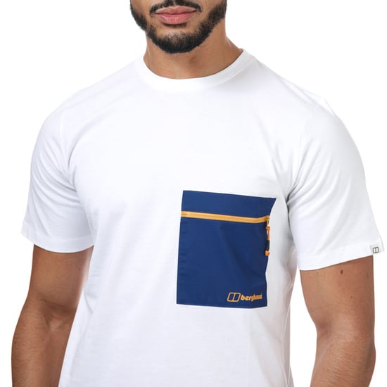 Men's Berghaus Drakestone Pocket T-Shirt in White blue