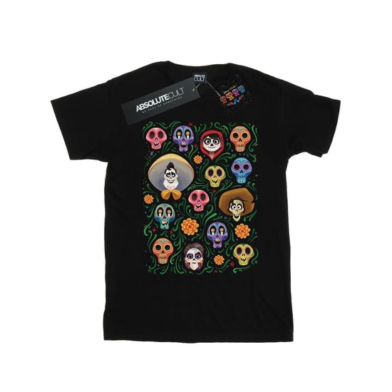 Disney Girls Coco Heads Pattern Cotton T-Shirt (Black)