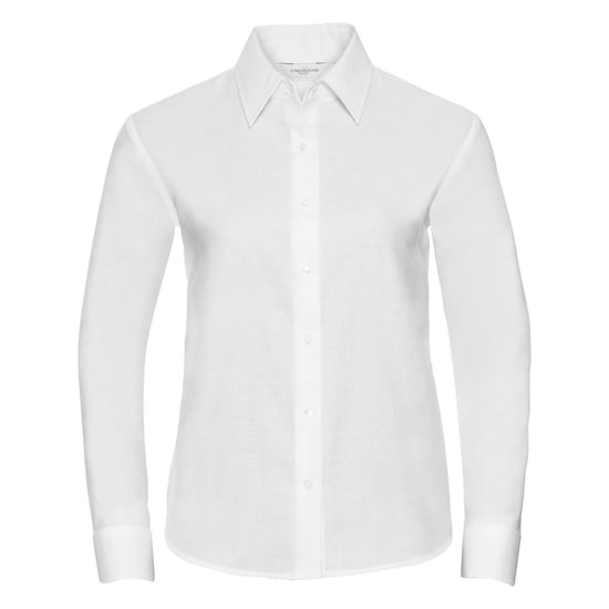 Russell Collection Easy Care Oxford Bluse, Langarm (Weiß) - Image 1