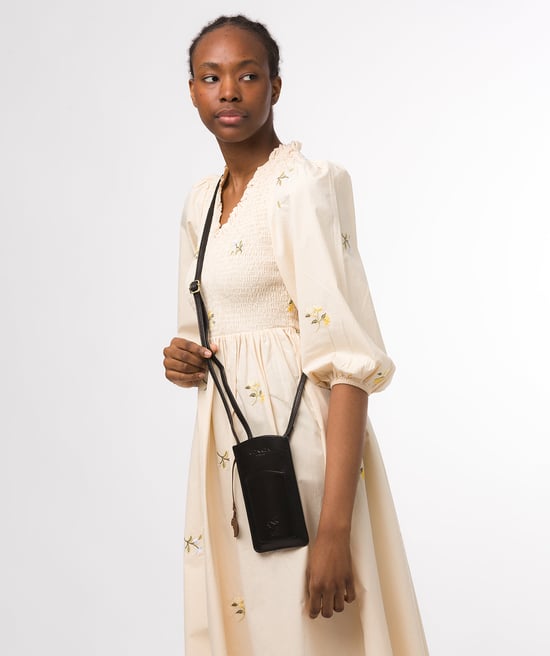 'Siren' Black Leather Cross Body Phone Bag