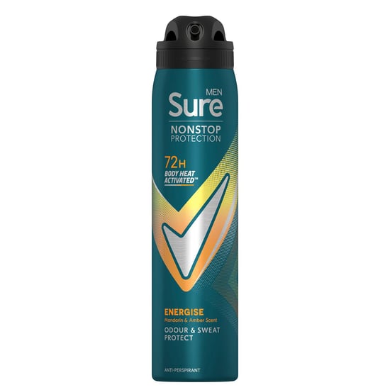 Sure Men Energise Deodorant Spray with 72H Nonstop Protection 250ml, 6 Pack