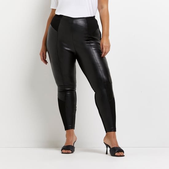 River Island Womens Leggings Plus PU Ponte Mix - Black - Image 1