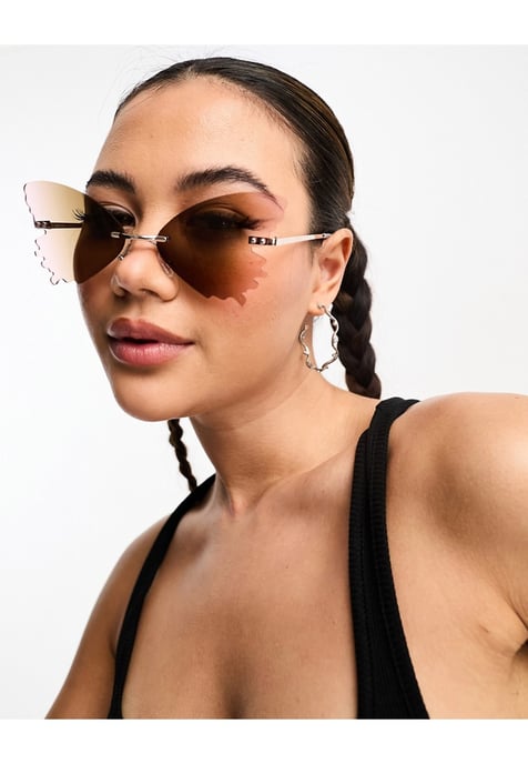 ASOS DESIGN butterfly rimless sunglasses in purple