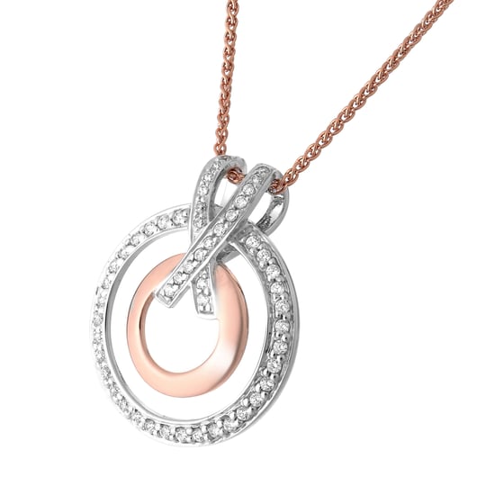 Orphelia 'Azalea' Women's 925 Sterling Silver Set: Chain-Pendant + Earrings - Silver/Rose SET-7095/1