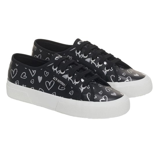 Superga - Damen Sneaker "2750", Herzen, Veganes Leder (Schwarz/Silber) - Image 3