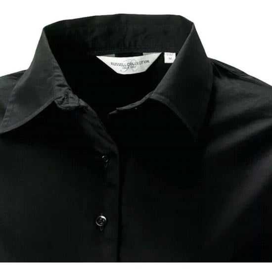 Russell Collection Damen/Damen Langarm Oxford Hemd (Schwarz) - Image 3