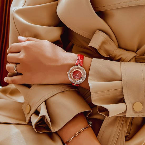 VICTORIA HYDE Montres Femme Petit Cadran Analogique Quartz Montres Femme avec Cristal Clair Montre Or Élégante pour Femme, Cristal Rouge - Image 4