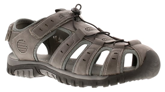 Mens Walking Sandals Stone Closed Toe Fisherman Touch Fasten Toggle Grey