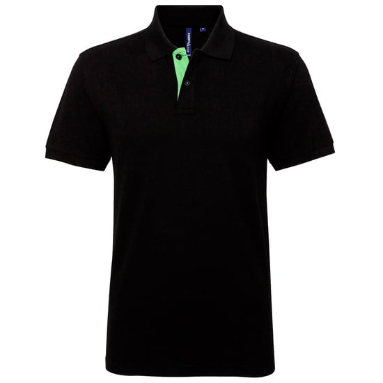 Asquith & Fox Herren Classic Fit Kontrast-Poloshirt (Schwarz/Limette) - Image 1