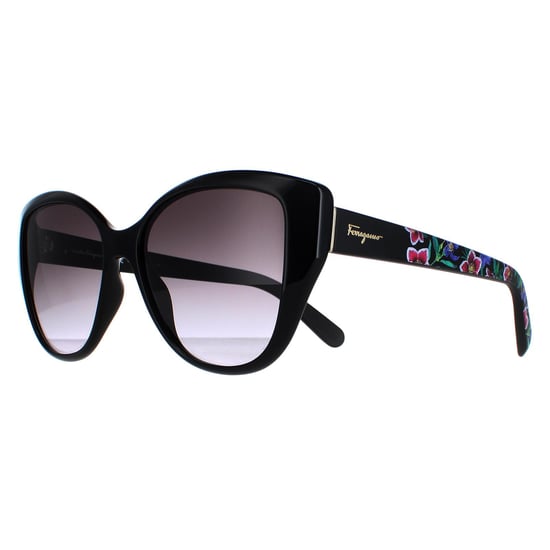 Salvatore Ferragamo Sonnenbrille SF912S 001 Schwarz mit Blumenmuster Grau Gradient - Image 2