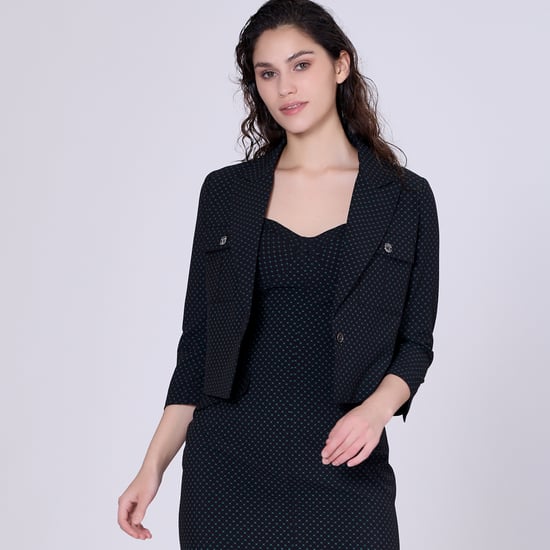 Crop-Jacke mit Safari-Taschen und Punktedruck - Image 1