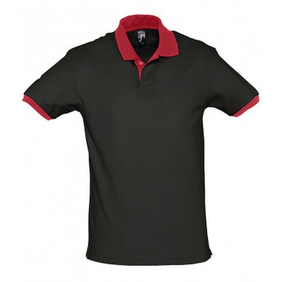 SOLS Prince Unisex Contrast Pique Short Sleeve Cotton Polo Shirt (Black/Red)