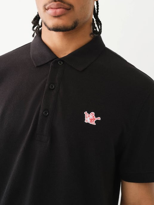 Relaxed Buddha Patch Polo in Black