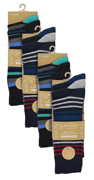 12 Paar Multipack Herren Bambus Socken | Neuheit Multicolor gepolstert lustiges Design Crew Socken - sortiert - Image 2