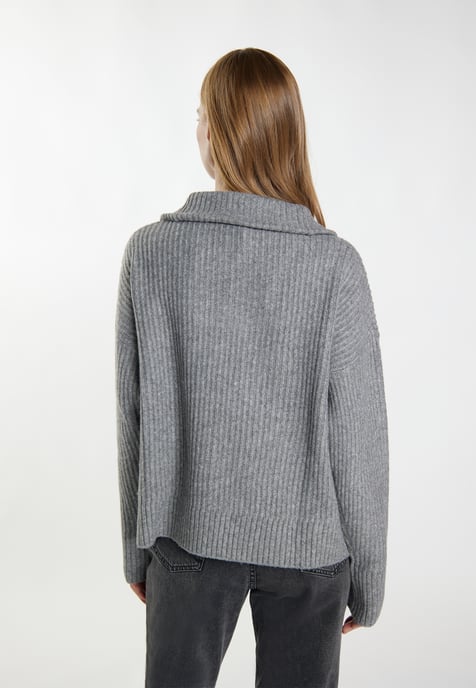 Dreimaster Rippstrick-Troyer Damen grau melange - Image 4