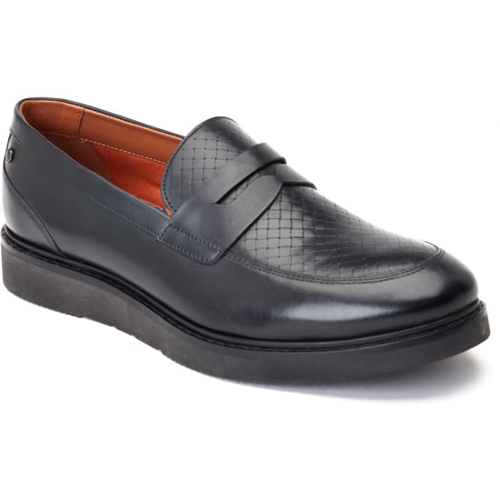 Base London Sid Leder Herren schwarze Mokassins - Image 1