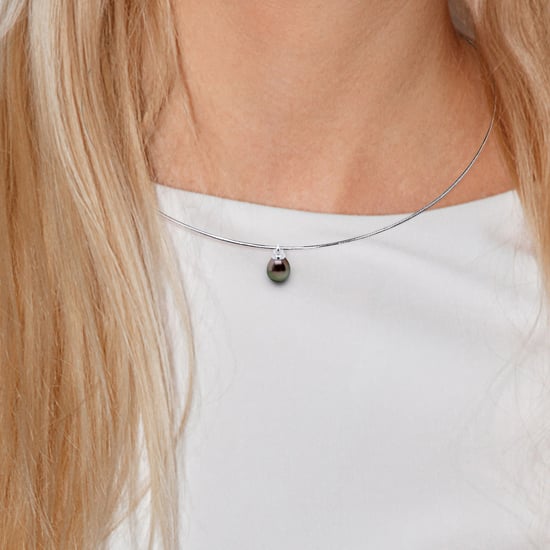 DIADEMA - Necklace - Omega - Tahitian Pearl - Silver