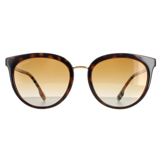 Burberry Round Womens Dark Havana Brown Gradient Polarized BE4316 Willow