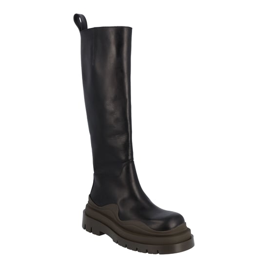 Bottega Veneta Damen Kniehohe Stiefel in Schwarz und Camping - Image 1