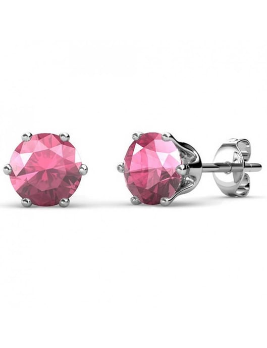 Geburtsstein-Oktober-Ohrringe - Silber und Rosa - Image 1