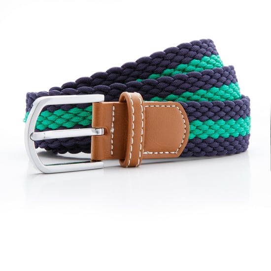 Asquith & Fox Mens Two Colour Stripe Braid Stretch Belt (Navy/Kelly)