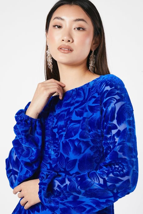 Floral Velvet Devore Midi Dress - Image 2