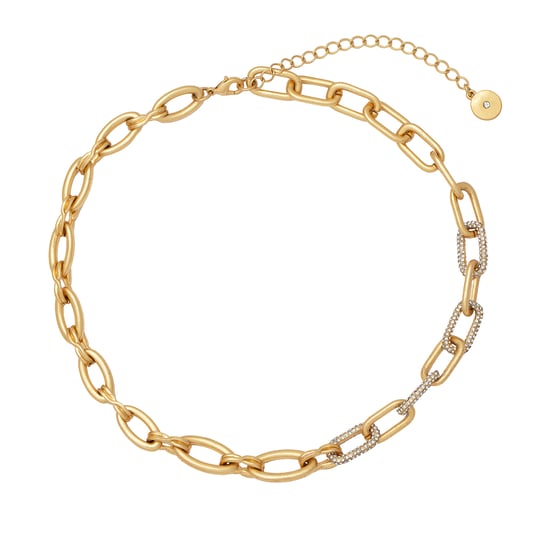 Gold Chunky Pave Link Chain Necklace