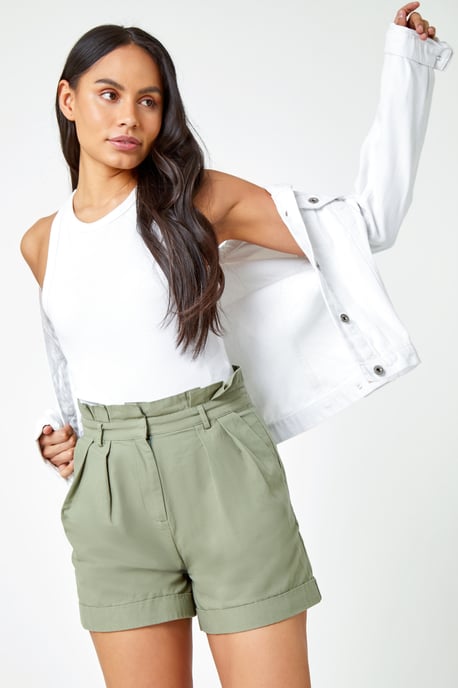 Paperbag Waist Linen Shorts - Image 4