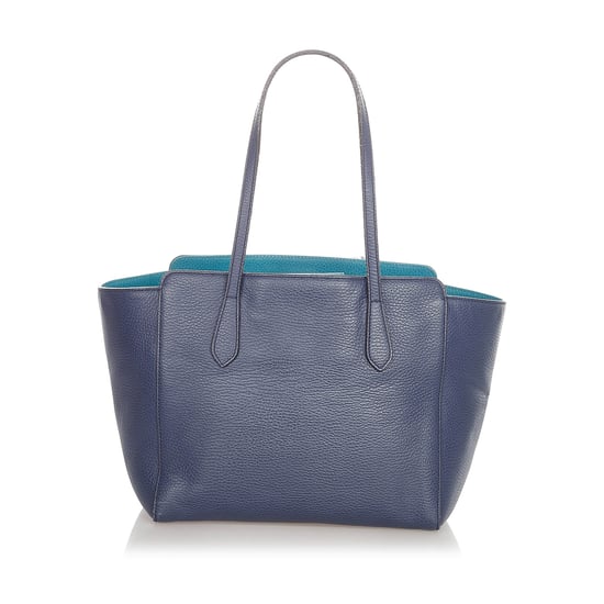 Vintage Gucci Swing Leather Tote Bag Blue - Image 3