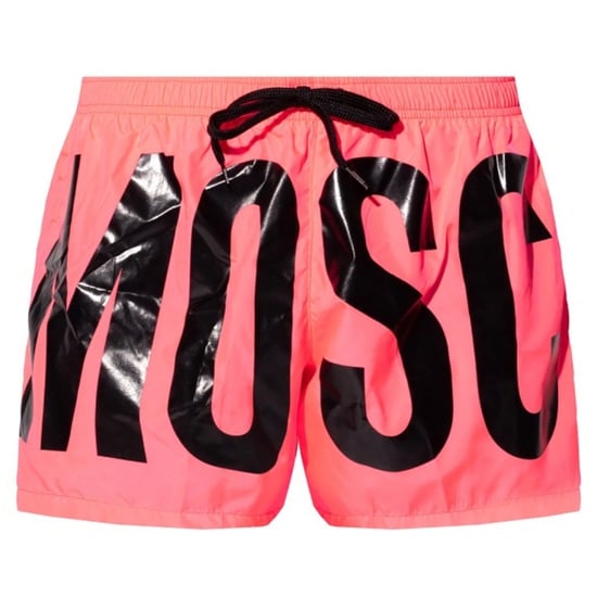 Moschino Brand Print Logo Bright Pink Short Swim Shorts