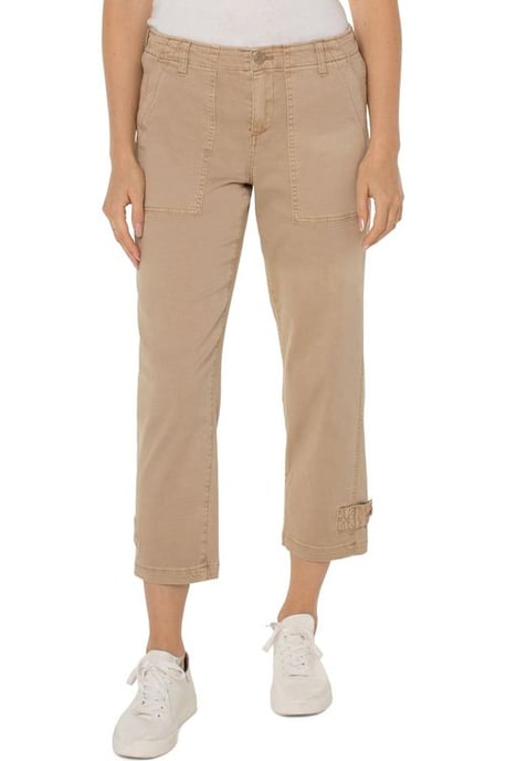 Utility Crop Cargo Cinched Leg Biscuit Tan Jeans