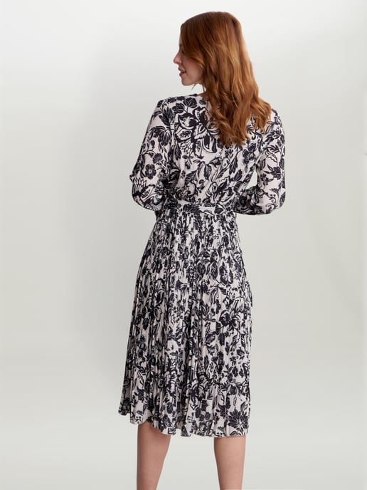Lucine X Over Bodice Dress With Pleated Skirt