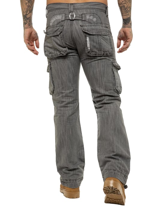 Enzo | Herren Cargo Combat Jeans - Grau - Image 4