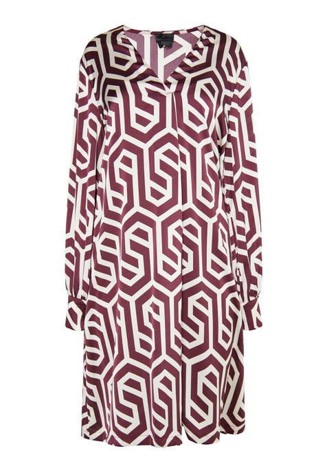 Dreimaster Midikleid Damen Wollweiss Bordeaux - Image 1